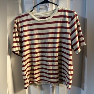 J. Crew Red and Cream Striped T-Shirt